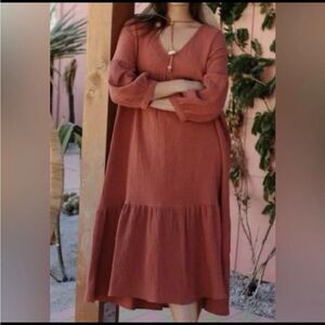 7 for all Mankind Gauzy Burnt Orange Dress Sz XS